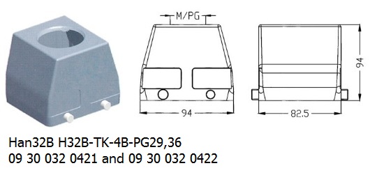 Han 32B H32B-TK-4B-PG29,36 09 30 032 0421 and 09 30 032 0422 hood top entry OUKERUI Harting ILME Heavy duty connector.jpg